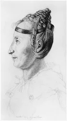 Une couturière fière, profil, illustration d
